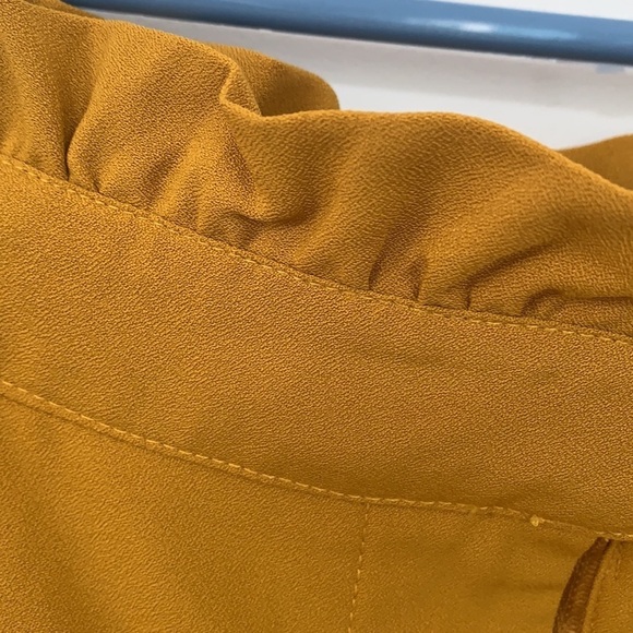 🆕 BEBOP MUSTARD TEXTURED WOVEN SOLID TROUSER PAPER PANTS SIZE M - Picture 3 of 7